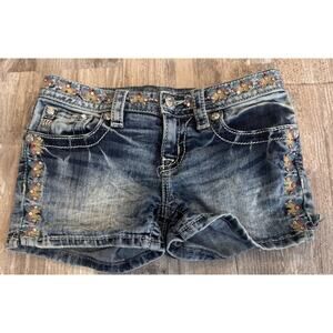 Miss Me Blue Denim Kids Shorts with Embellishments